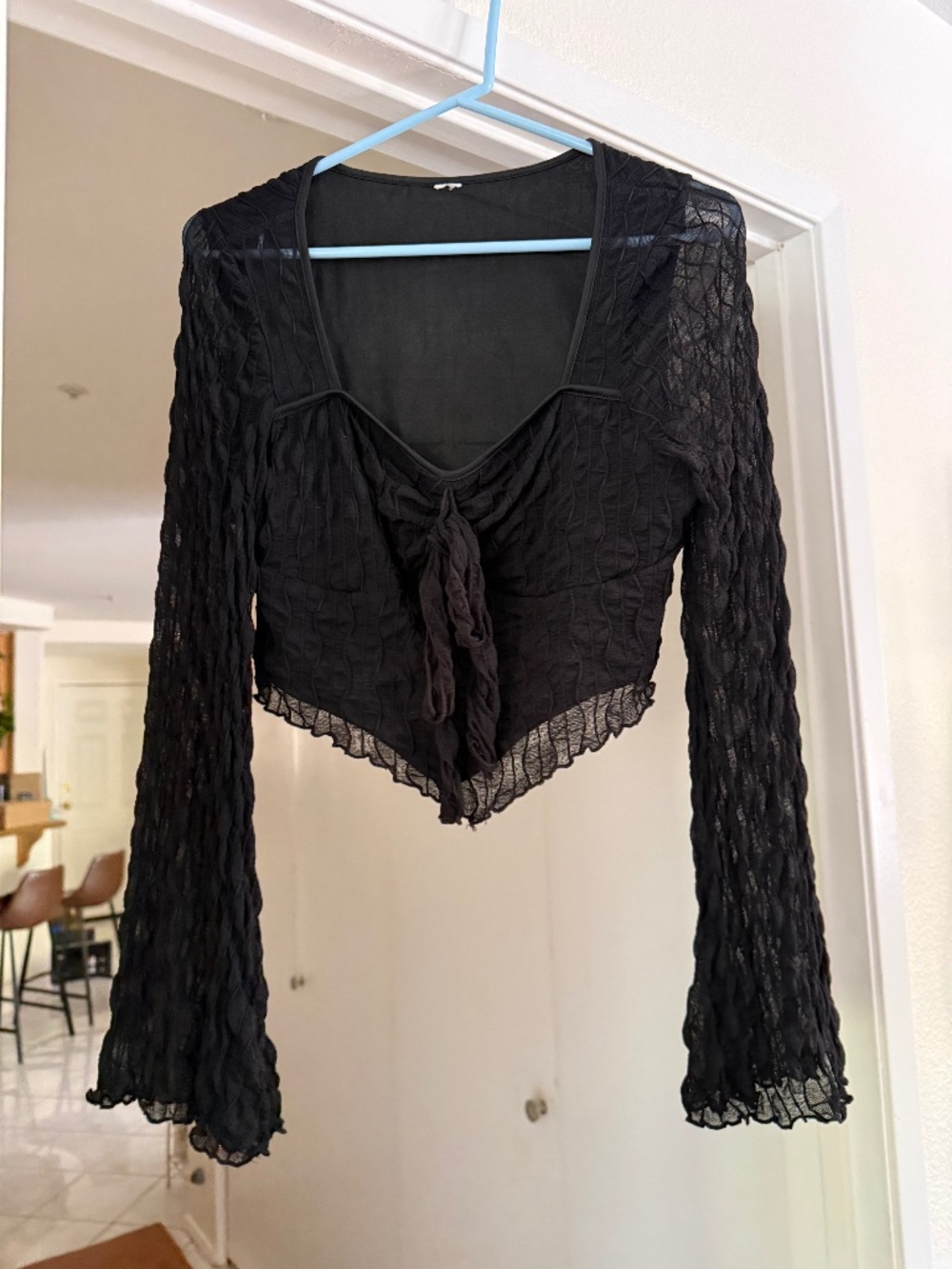 Black boho crop top